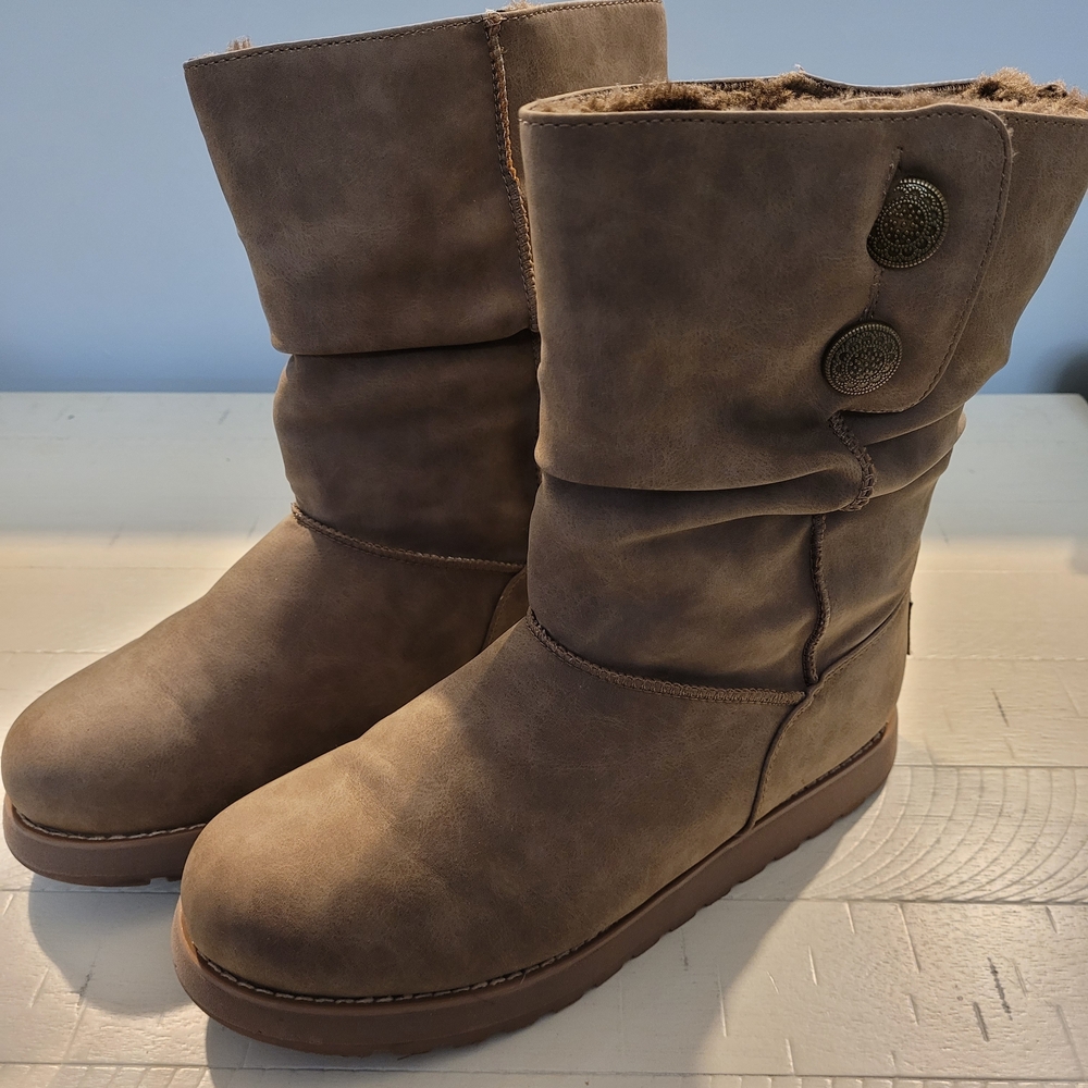 Sketchers Women's Tan Faux-Fur Mid-Calf Boots *Excllnt Cond!